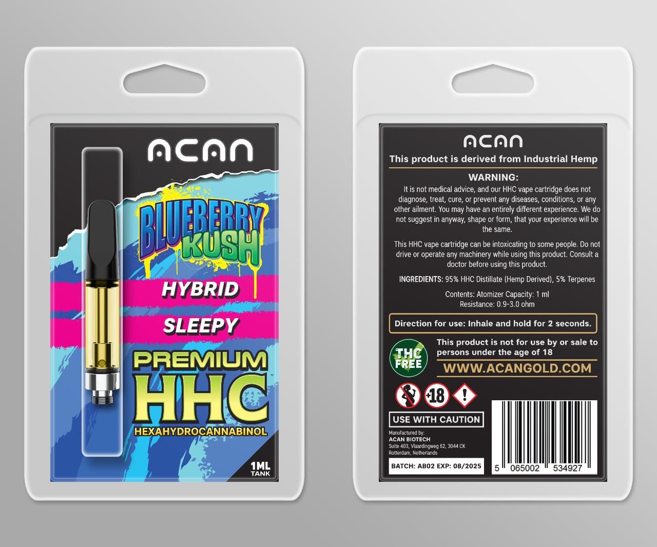 Acan Gold HHC Blueberry Kush 1 ml Cartridges