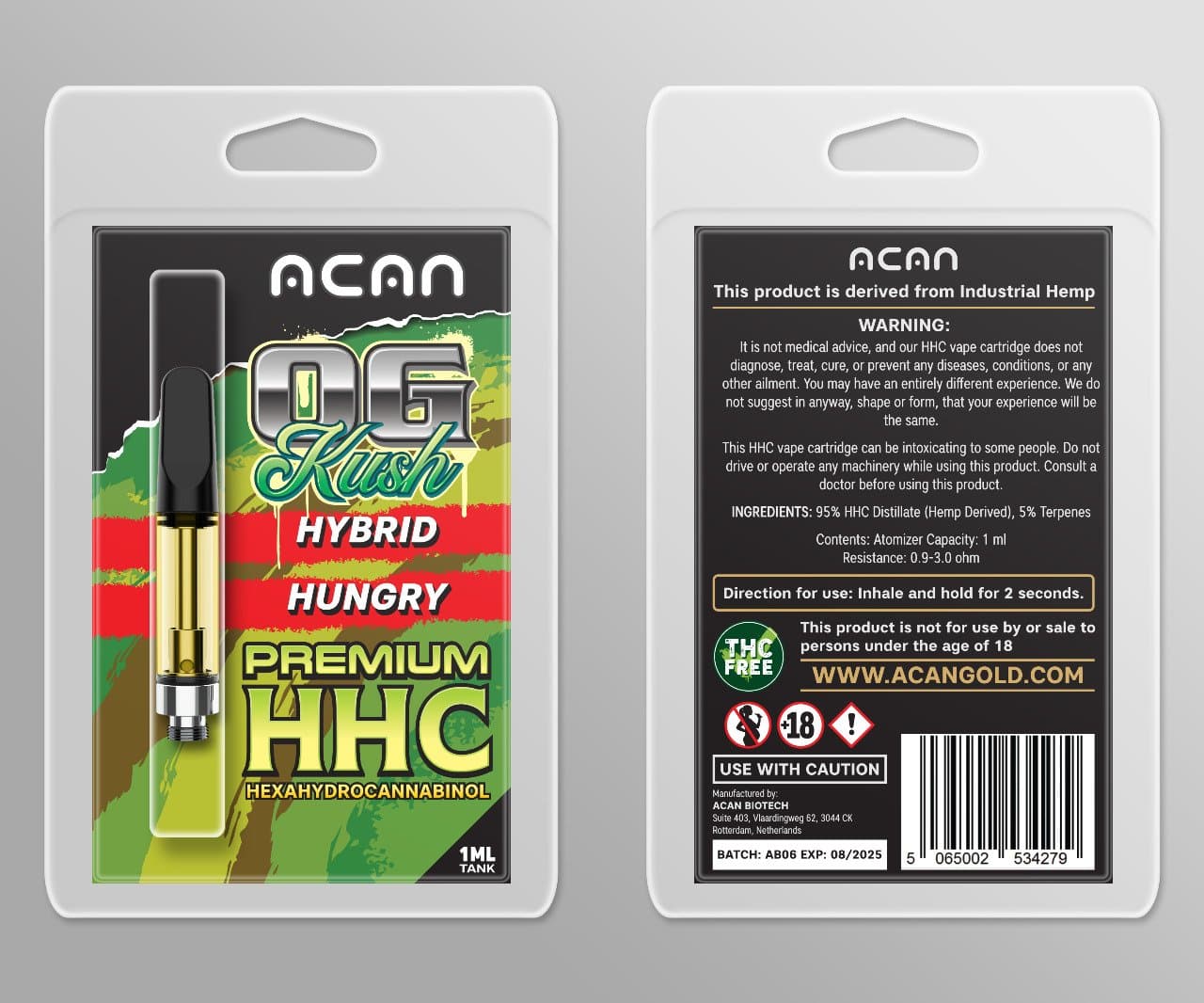 Acan Gold HHC OG Kush 1mL Vape Cartridges