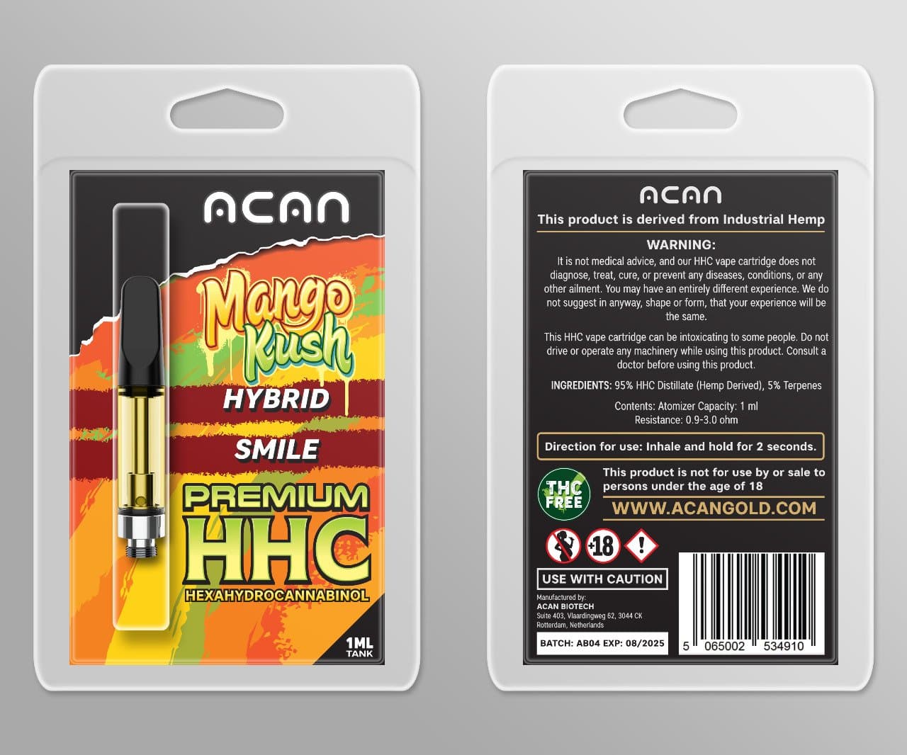 Acan Gold HHC Mango Kush 1mL Cartridges