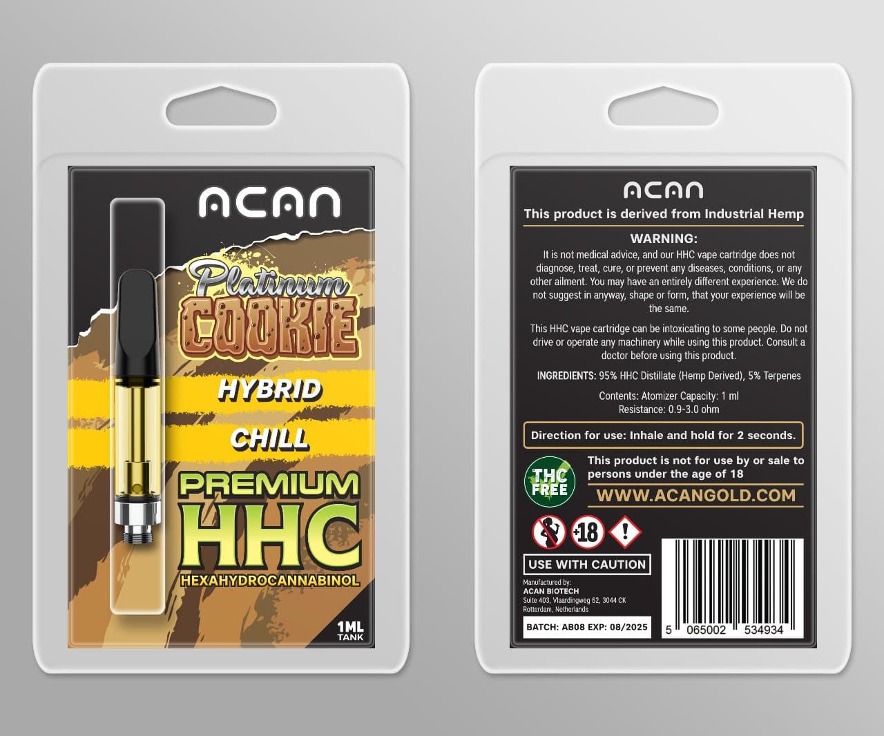Acan Gold HHC Platinum Cookie 1 ml Cartridges