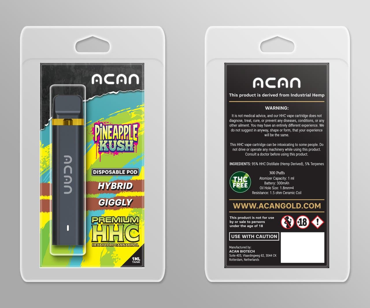 Acan Gold HHC Pineapple Kush 1 ml Disposable Vape