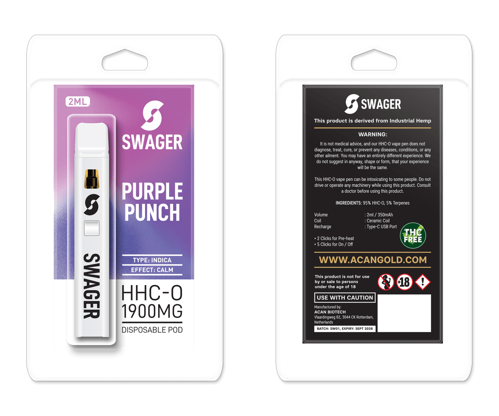 Swager HHC-O Purple Punch 1900mg 2 ml Vape